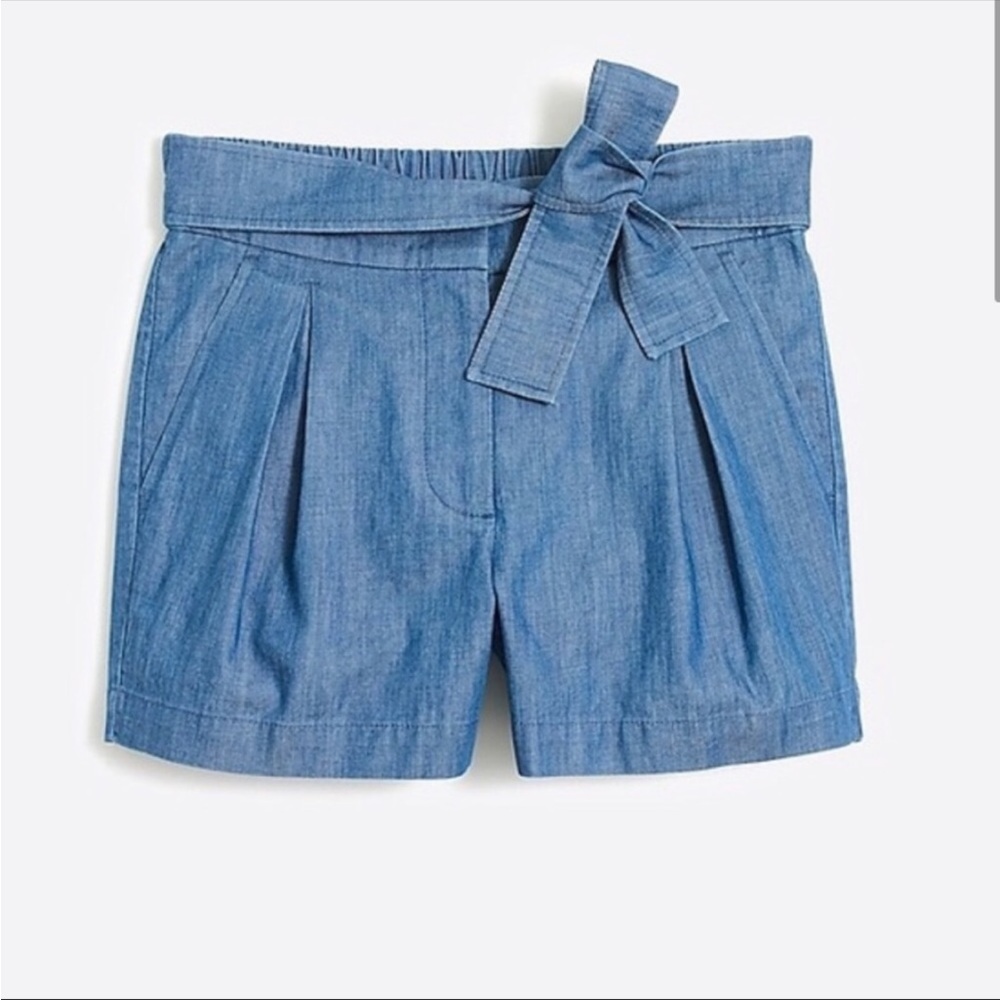 J.Crew Factory Chambray Tie Waist Shorts